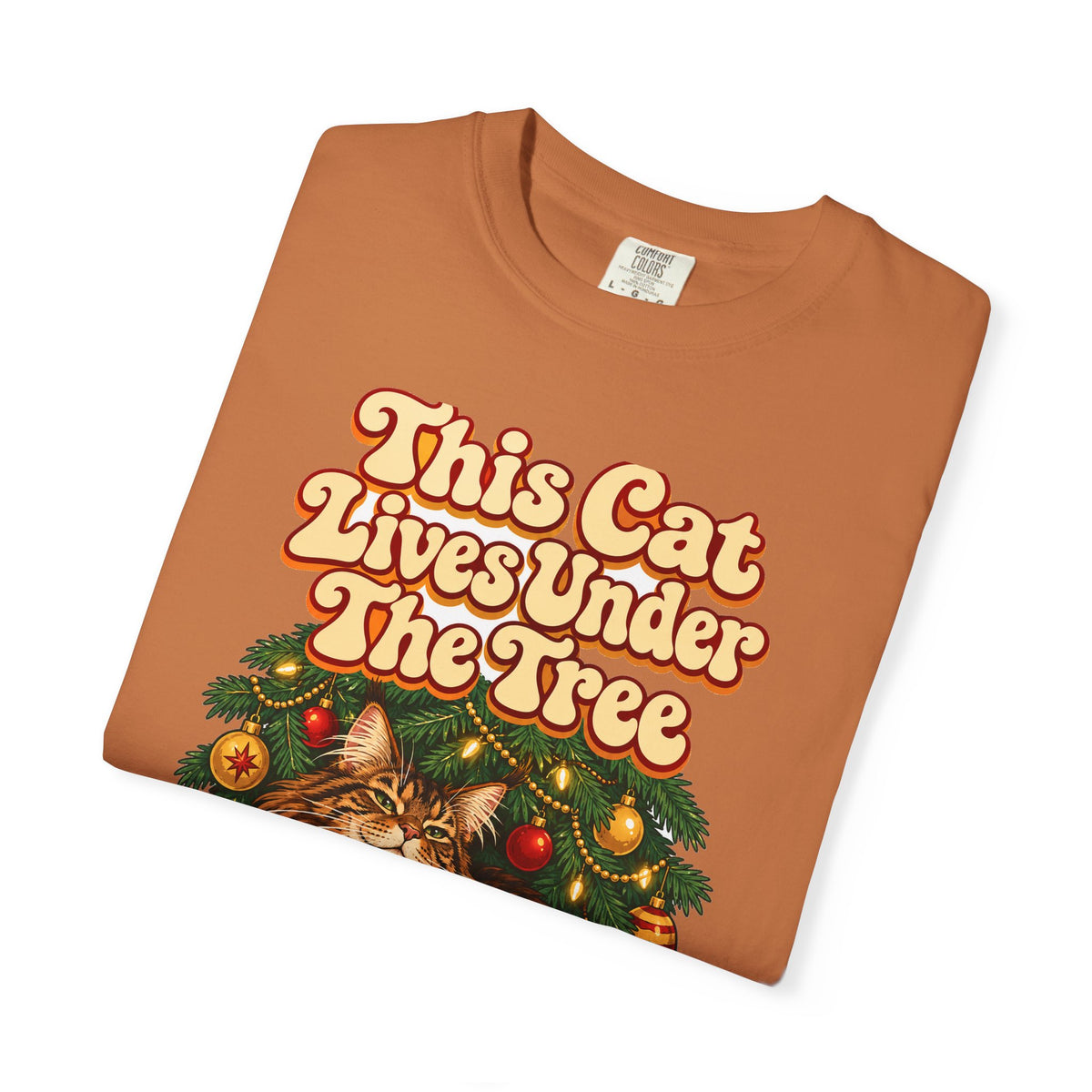 Funny Christmas Cat Shirt This Cat Lives Under The Tree Shirt, Funny Holiday Gift Shirt, Christmas Gift Idea