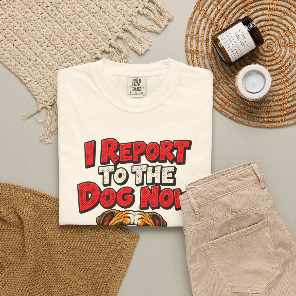 funny retirement shirt I Report To The Dog Now Shirt, Funny Retired Dog Lover Shirt, Comfort Colors