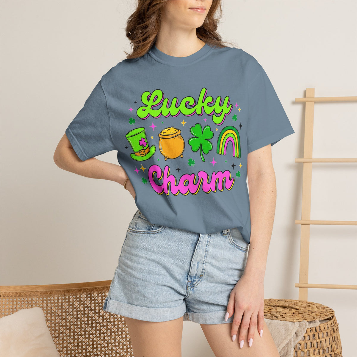 Lucky Charm Shirt, Retro St Patricks Day Doodle Tee, Pot Of Gold Rainbow Shirt, Irish Gift