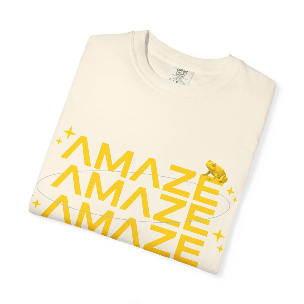 Amaze Amaze Amaze Shirt, Retro Stacked Type Tee, Tiny Frog Graphic Shirt, Funny Minimal Gift