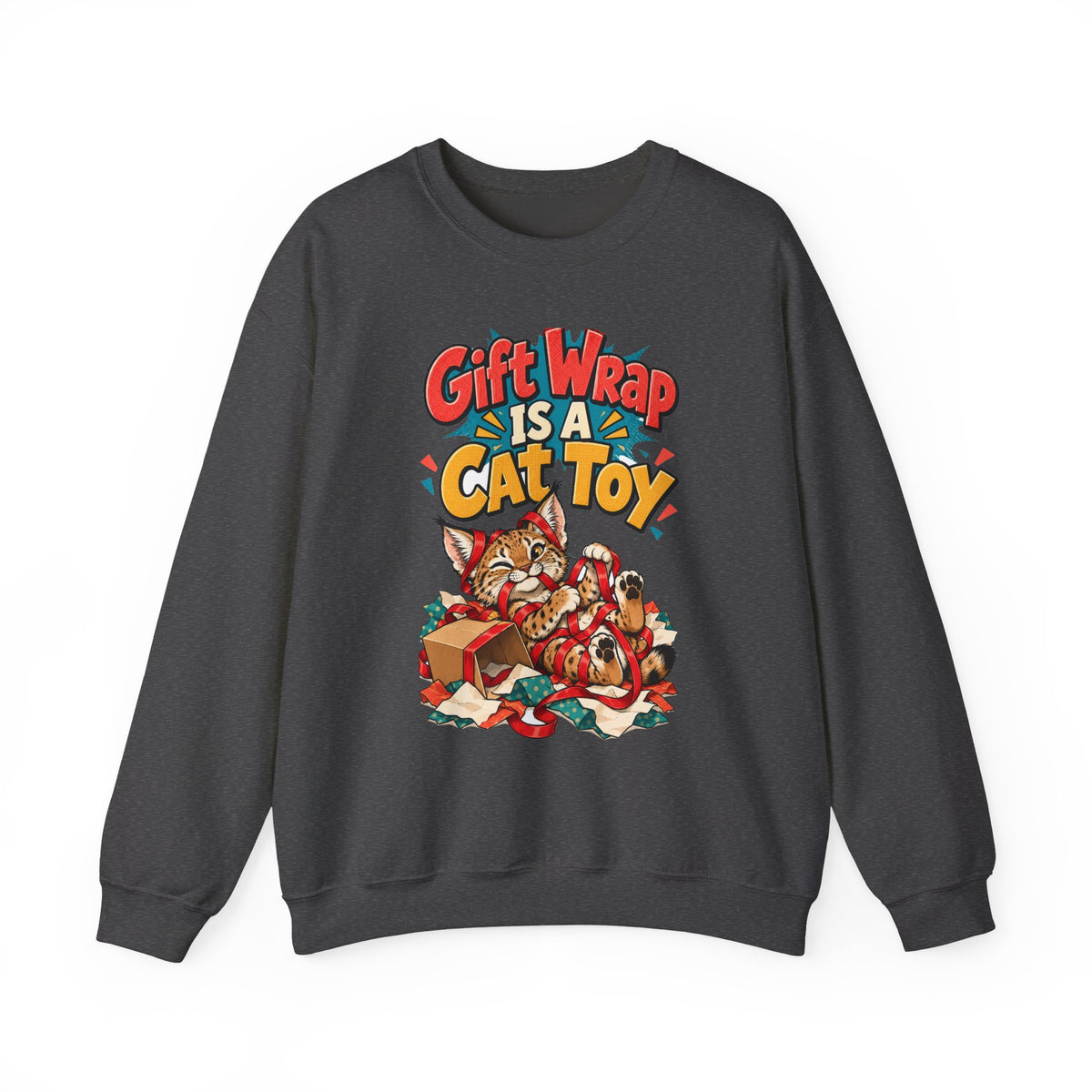 Funny Cat Mom Gift Gift Wrap Is A Cat Toy Sweatshirt, Cat Lover Humor Tee, Christmas Gift for Cat Dad Pet Parent Idea