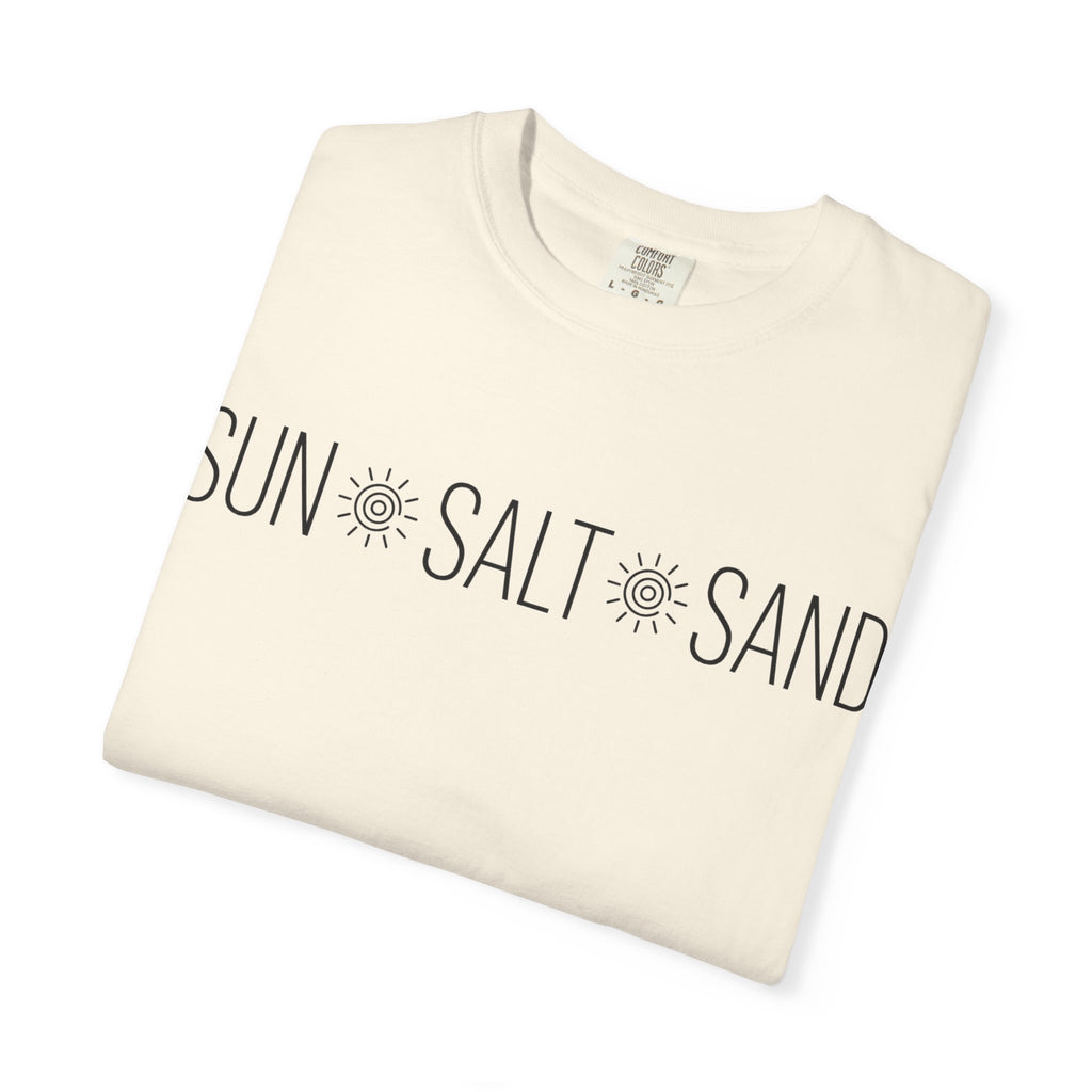 Sun Salt Sand Shirt, Minimal Coastal Typography Tee, Simple Beach Shirt, Summer Gift