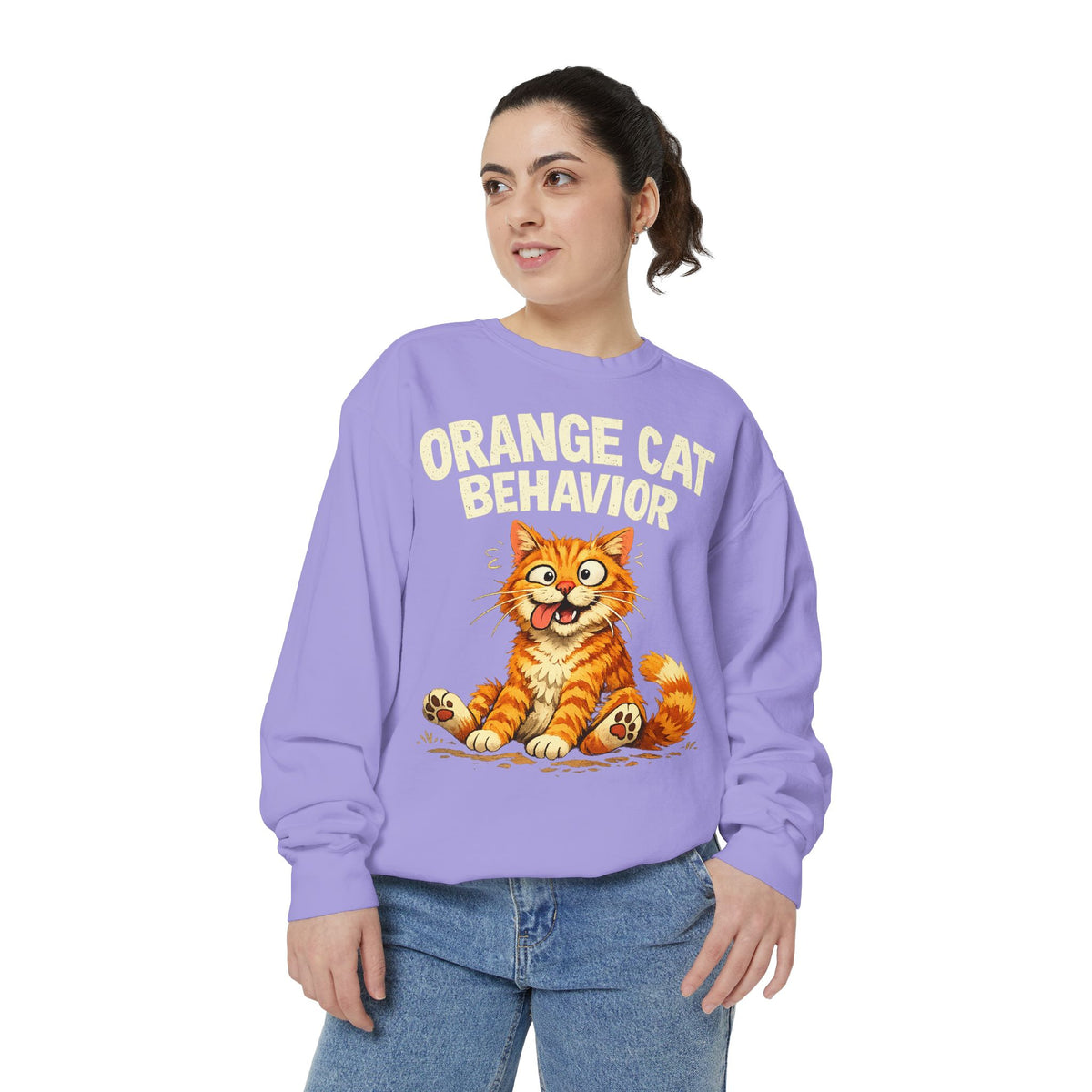 Orange Cat Behavior Sweatshirt — Cute Ginger Kitty Graphic Pullover