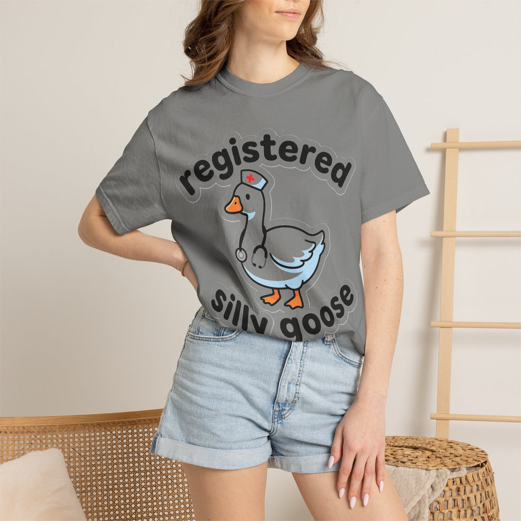 Registered Silly Goose Sticker Style Shirt, Die Cut Nurse Goose Tee, Funny RN Shirt, Nurse Gift