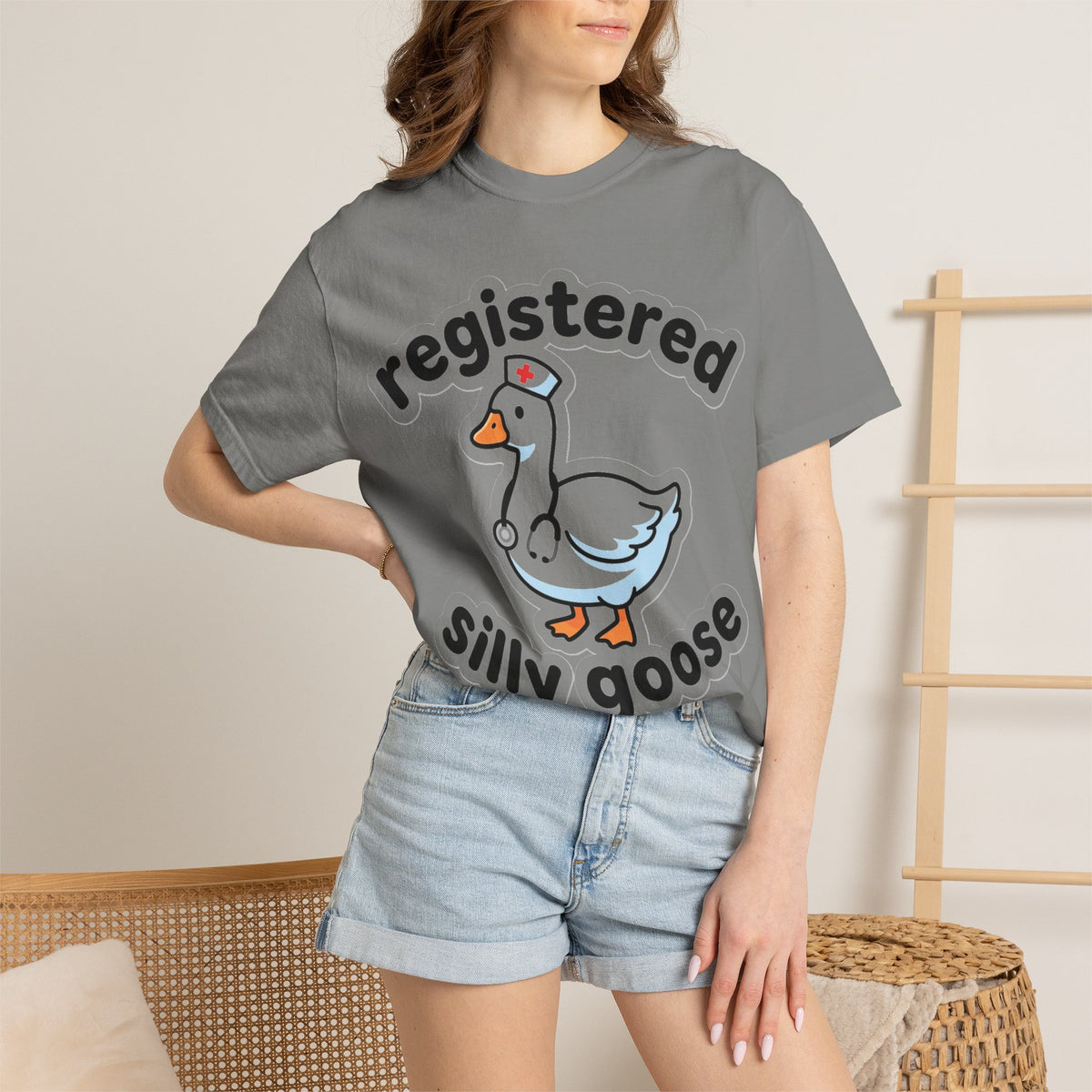 Registered Silly Goose Sticker Style Shirt, Die Cut Nurse Goose Tee, Funny RN Shirt, Nurse Gift