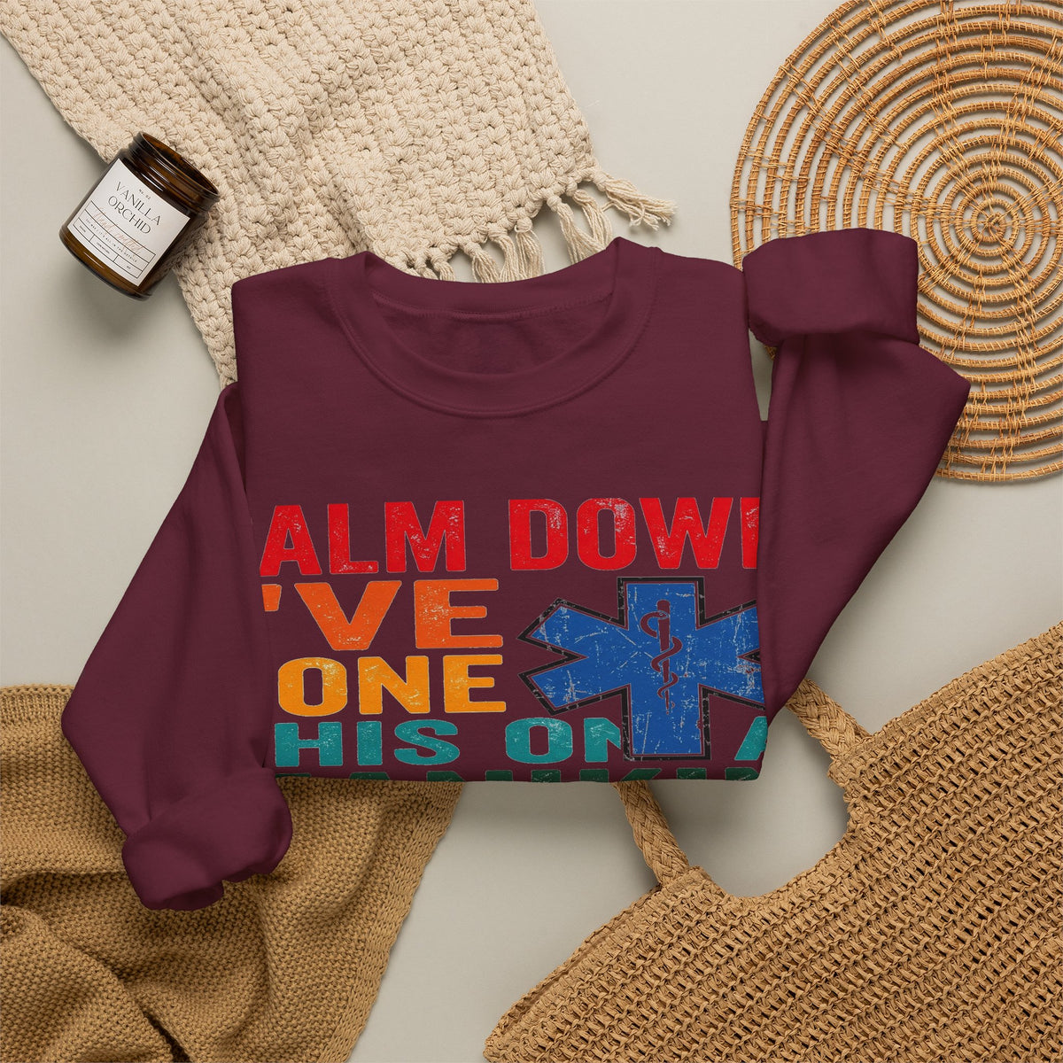 Calm Down I've Done This On A Manikin Sweatshirt, Funny EMS Paramedic Sweatshirt, EMT Gift, Retro Nursing Student Sweatshirt, First Responde