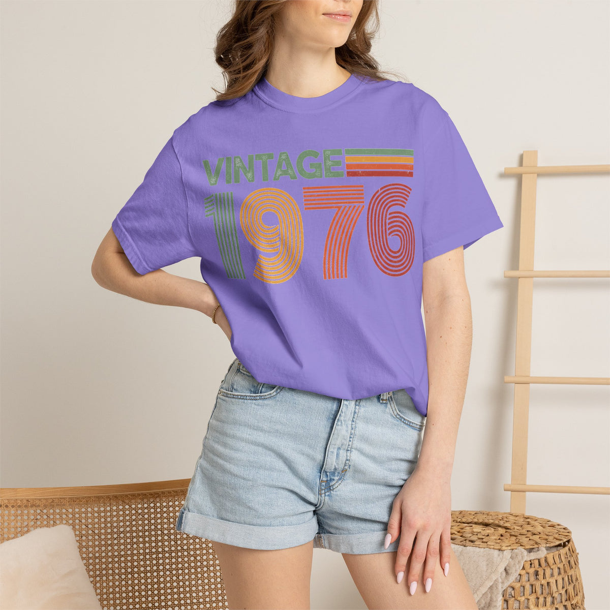Vintage 1976 Classic Shirt, Seventies Stripe Birthday Tee, Born In 1976 Shirt, 50th Birthday Gift