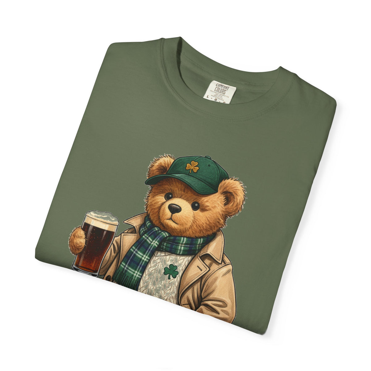 Irish Teddy Bear Trench Coat Shirt, Flat Cap Bear Stout Pint Tee, St Patricks Day Shirt, Irish Gift
