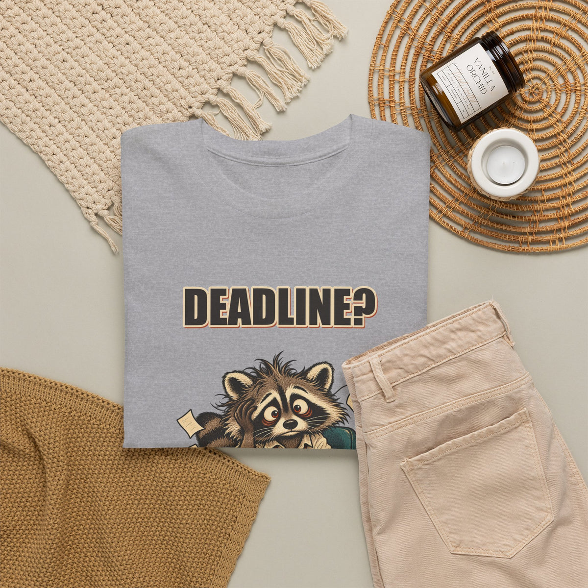 Deadline? Never Met Her – Office Raccoon T-Shirt