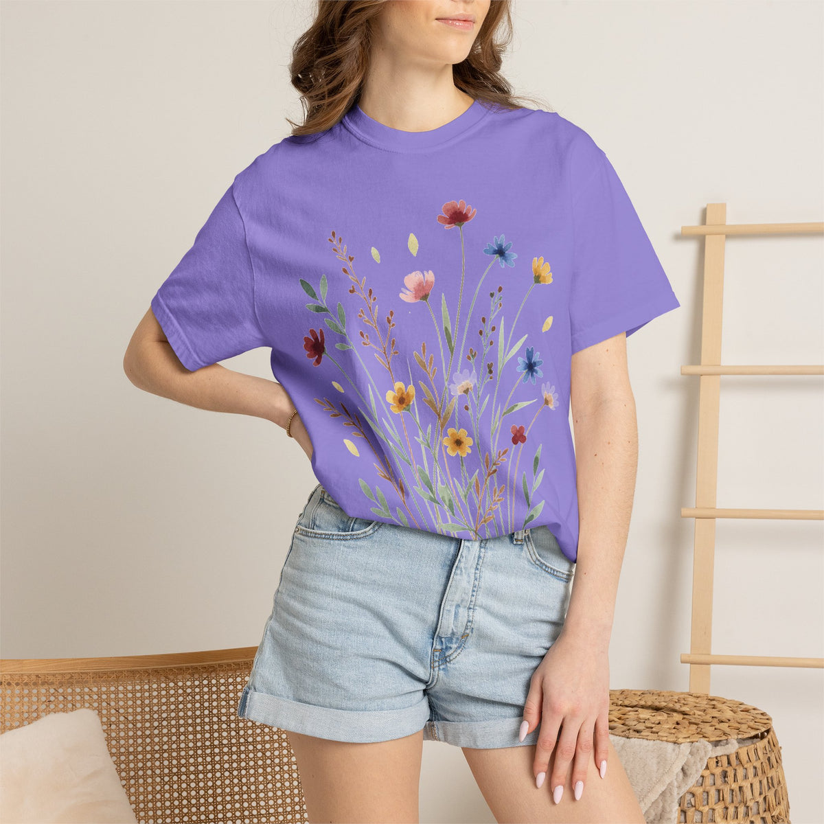 Watercolor Wildflower Bouquet Shirt, Painted Meadow Flowers Tee, Cottagecore Botanical Shirt, Garden Lover Gift