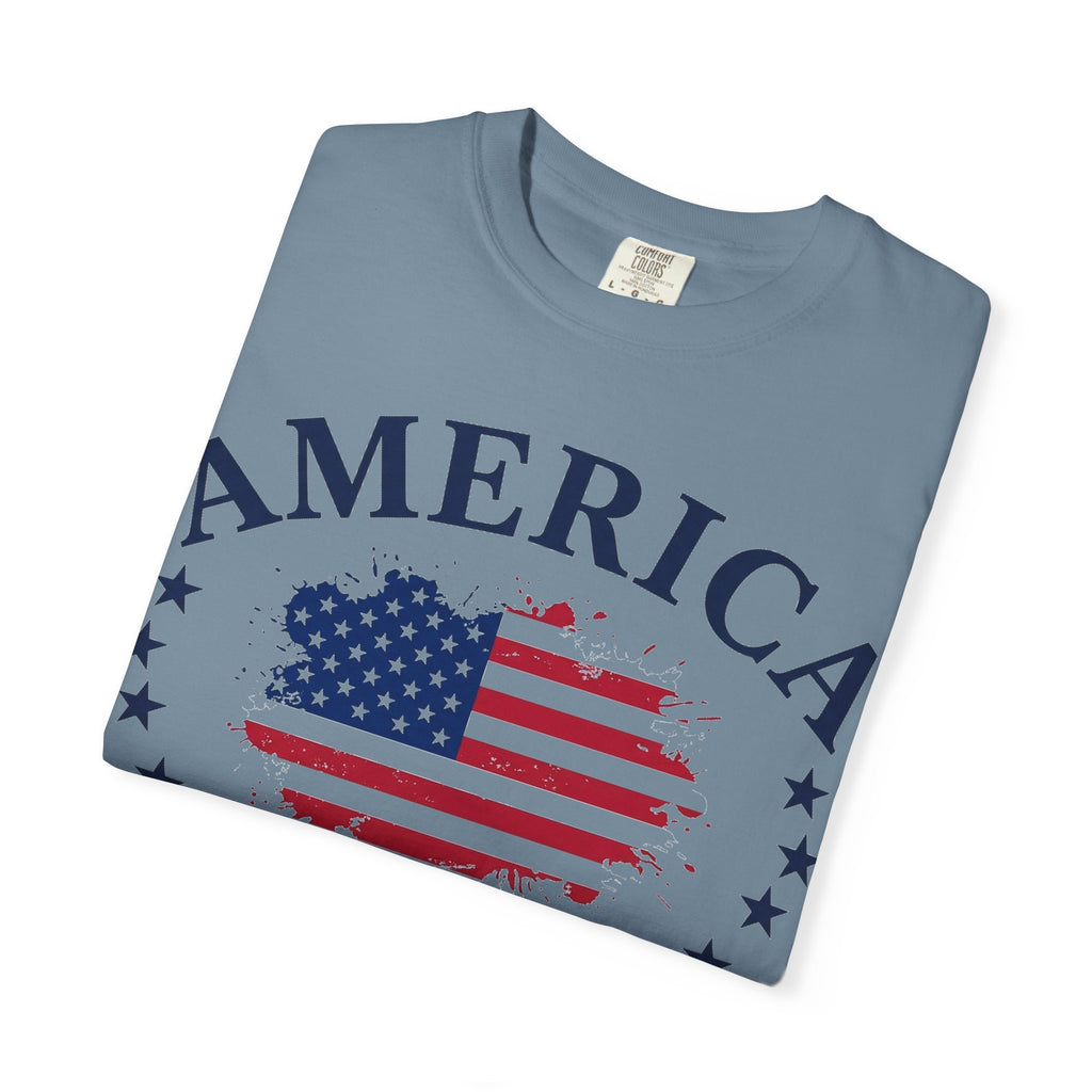 America 1776 2026 Wide Flag Shirt, Patriotic Star Border Tee, Distressed USA Flag Shirt, July 4th Gift