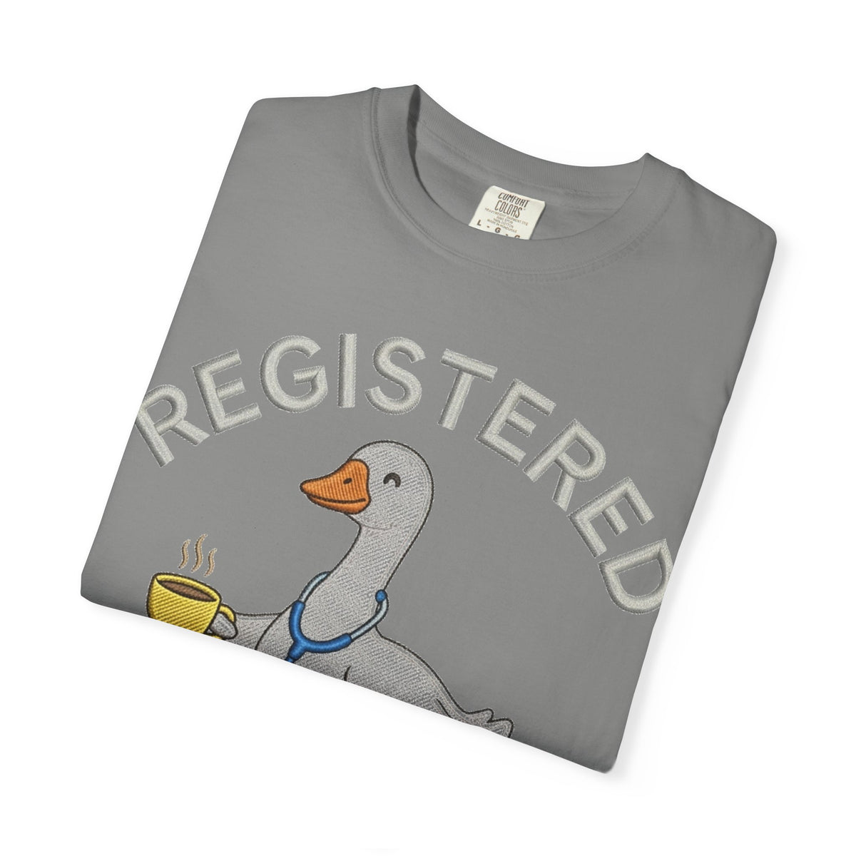 Registered Silly Goose Straight Text Shirt, Embroidered Look Nurse Goose Tee, Funny RN Shirt, Nurse Gift