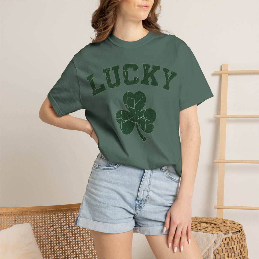 Lucky Big Shamrock Shirt, Bold Varsity Clover Tee, St Patricks Day Shirt, Irish Gift