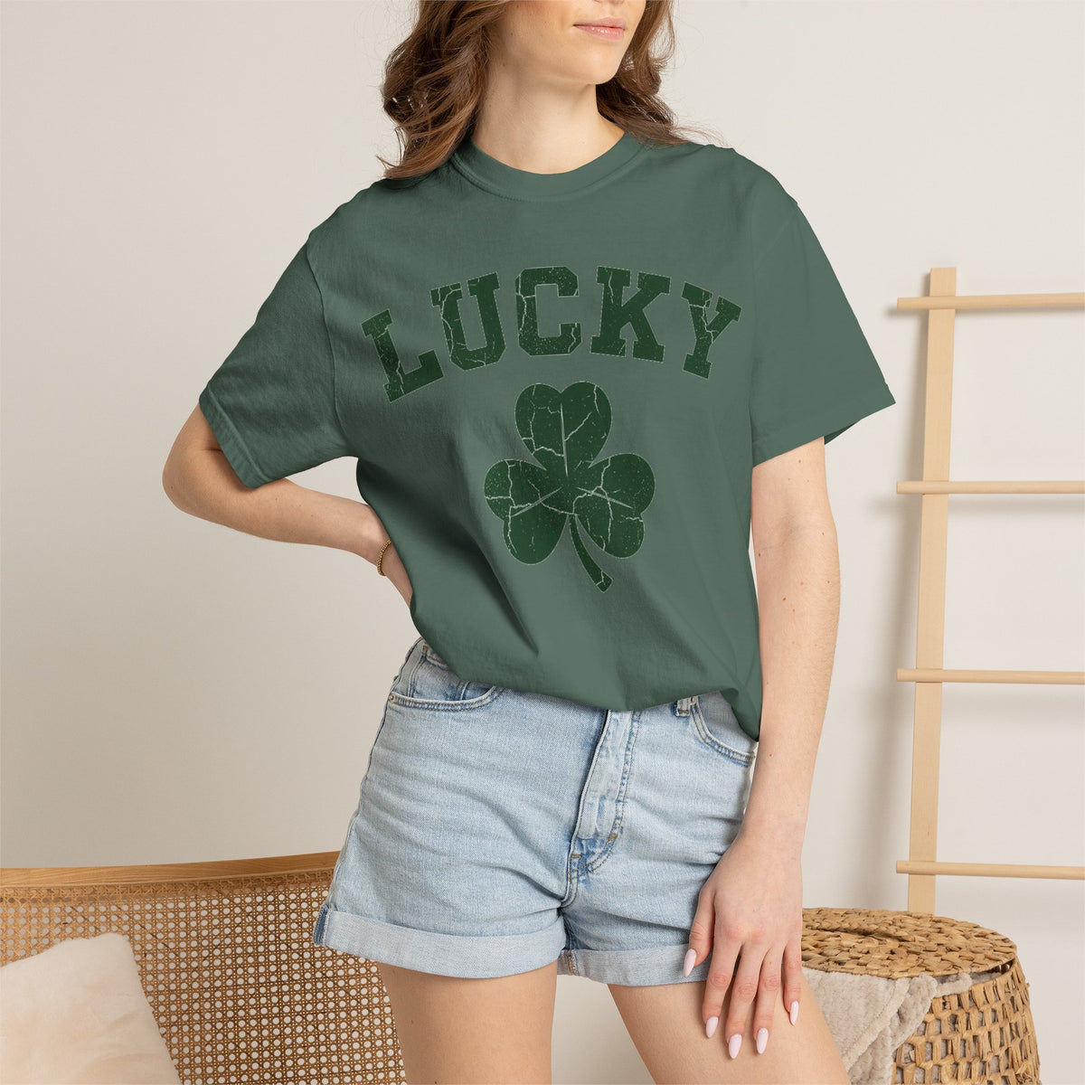 Lucky Big Shamrock Shirt, Bold Varsity Clover Tee, St Patricks Day Shirt, Irish Gift