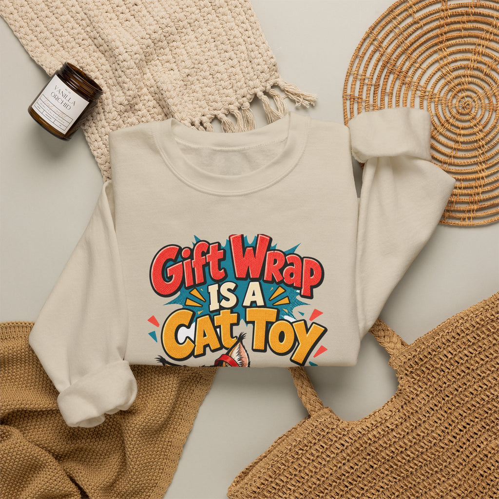 Funny Cat Mom Gift Gift Wrap Is A Cat Toy Sweatshirt, Cat Lover Humor Tee, Christmas Gift for Cat Dad Pet Parent Idea