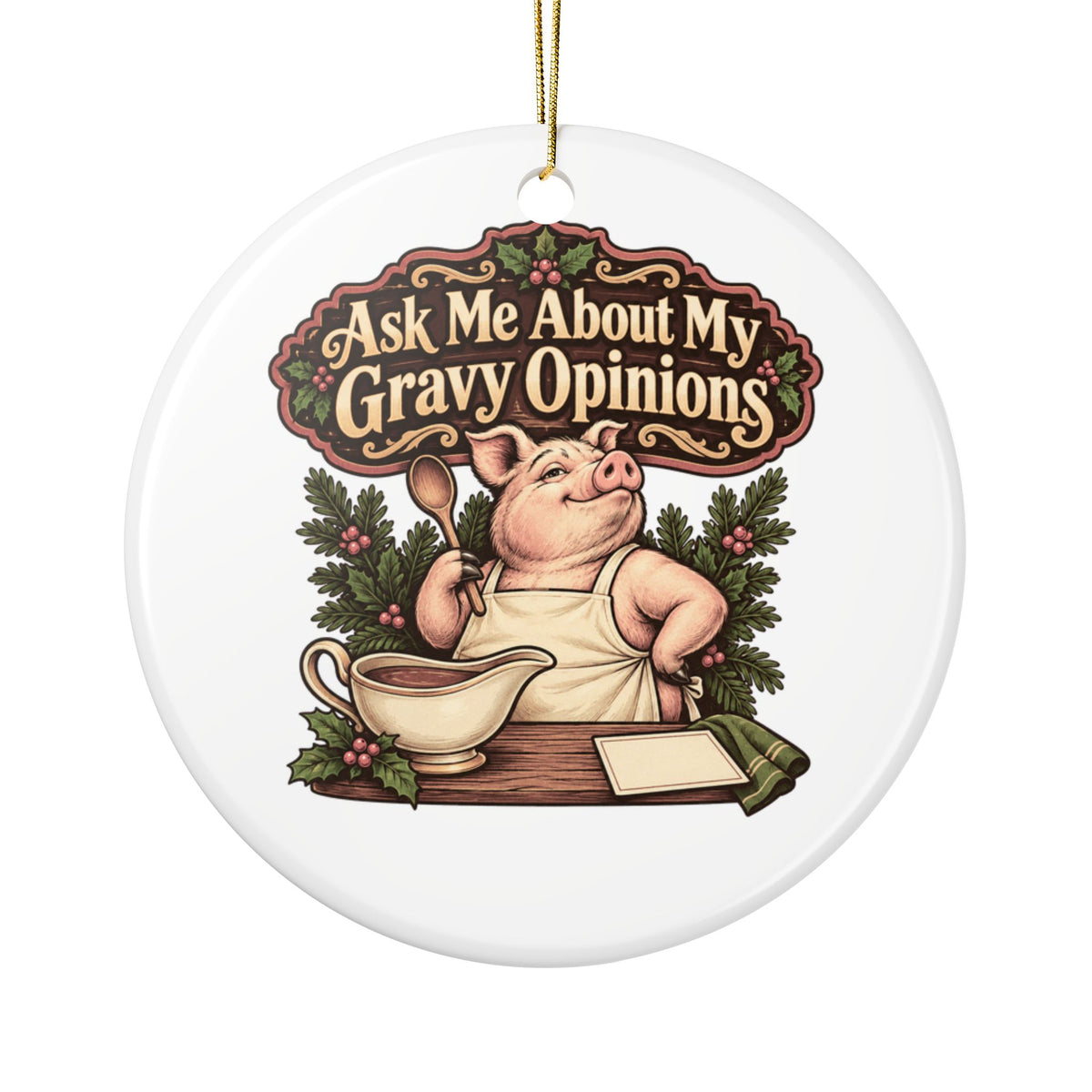 Ask Me About My Gravy Opinions Ornament, Funny Dad Christmas Gift, Secret Santa Stocking Stuffer, Ceramic Christmas Ornament 2026