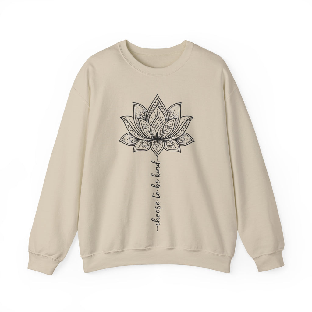 Choose To Be Kind Lotus Sweatshirt, Mandala Lotus Flower Sweatshirt, Yoga Kindness Gift, Boho Line Art Sweatshirt, Meditation Sweatshirt, Mi