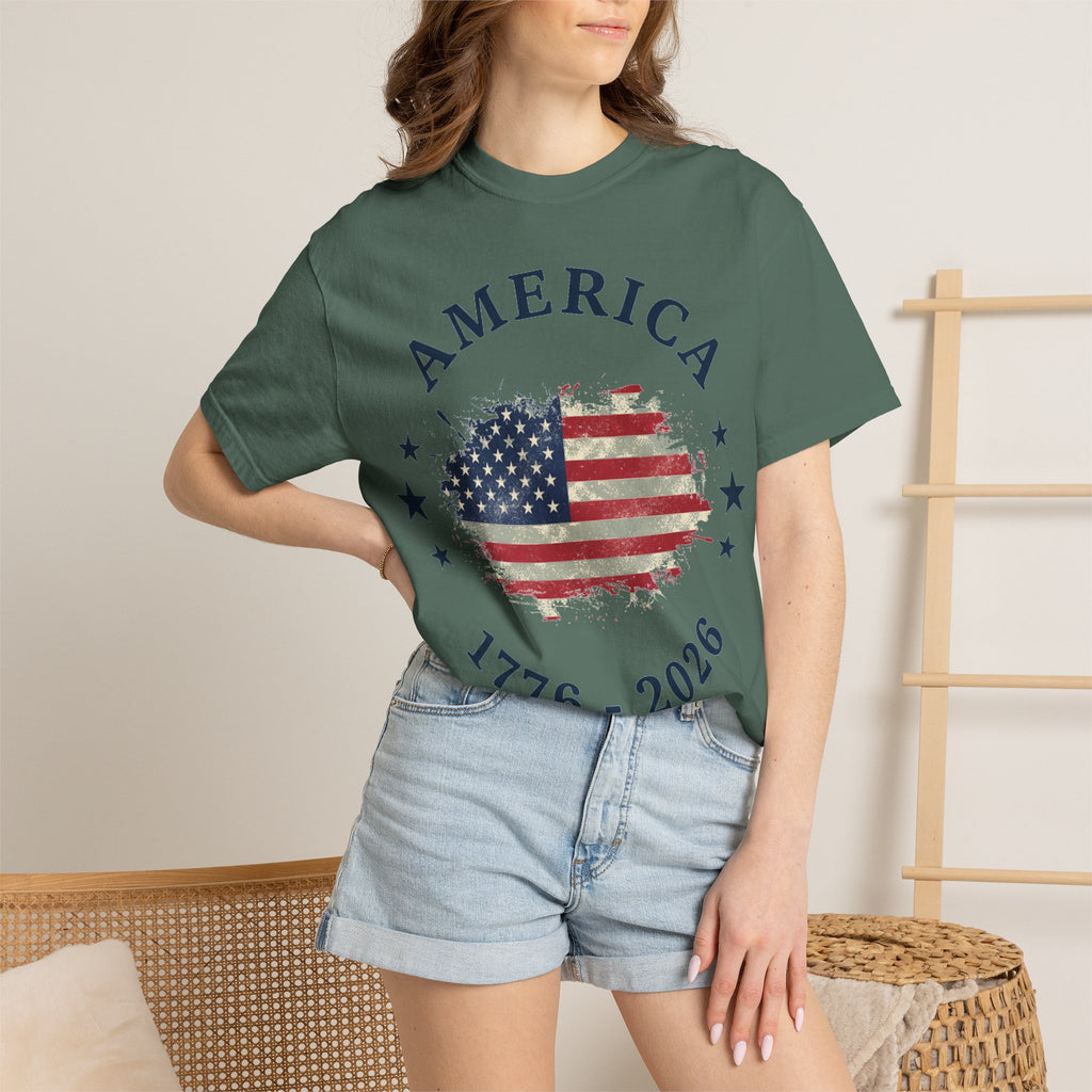 America 1776 2026 Arched Shirt, Vintage Flag Splash Tee, Patriotic Americana Shirt, Independence Day Gift