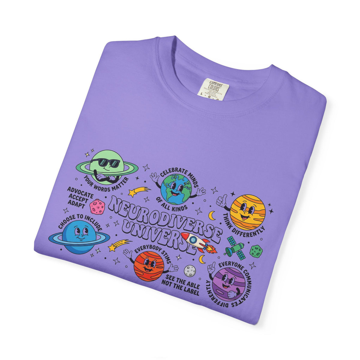 Neurodiverse Universe Wide Shirt, Autism Acceptance Planets Tee, Inclusion Teacher Shirt, SPED Gift