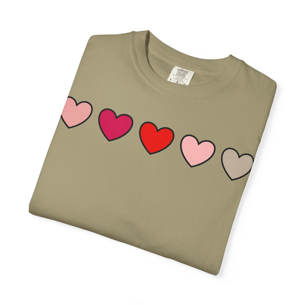 Row Of Hearts Shirt, Minimal Pink Heart Line Tee, Simple Valentine Shirt, Galentines Gift