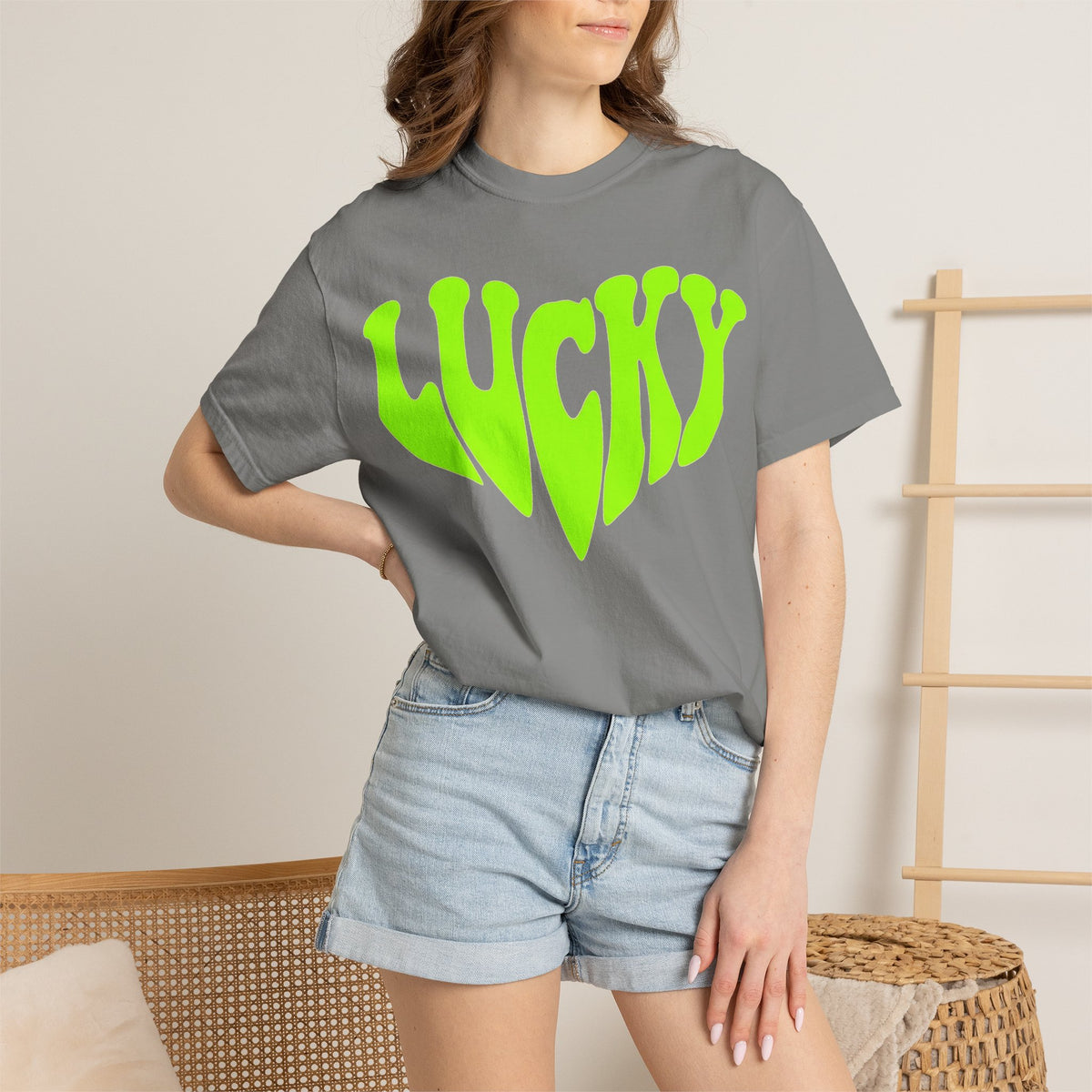 Lucky Melting Letters Shirt, Neon Green Trippy Tee, Psychedelic St Patricks Shirt, Festival Gift