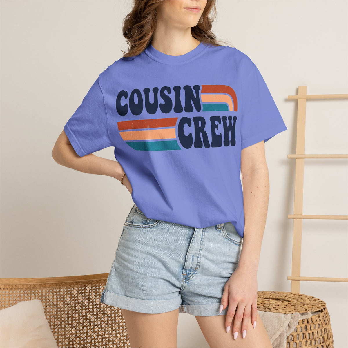 Cousin Crew Rainbow Stripe Shirt, Retro Family Reunion Tee, Matching Cousins Shirt, Family Gift