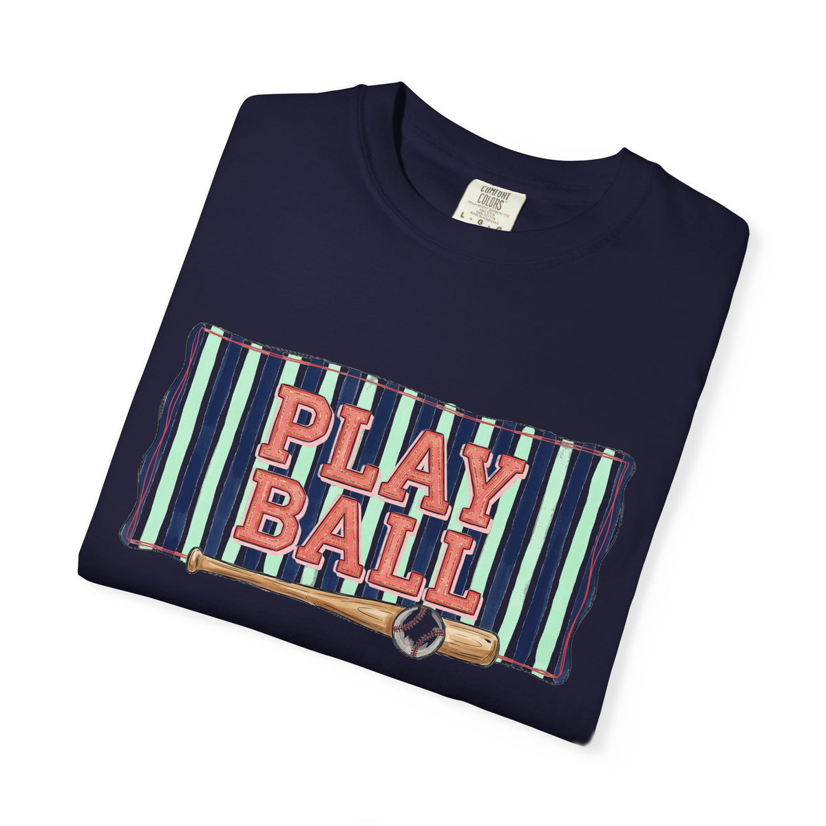 Play Ball Wide Stripe Shirt, Baseball Bat And Ball Tee, Vintage Game Day Shirt, Baseball Mom Gift