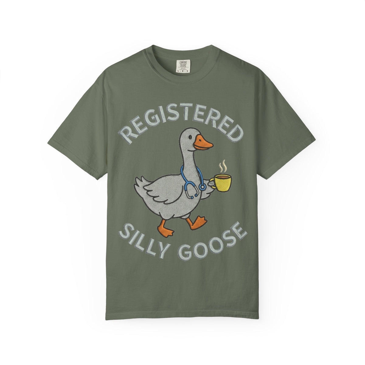 Registered Silly Goose Shirt, Faux Embroidery Nurse Goose Tee, Funny RN Shirt, Nurse Gift