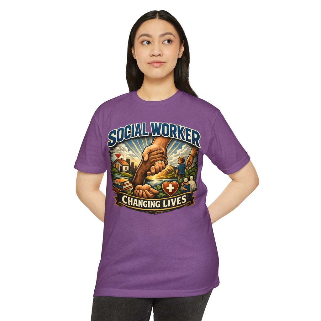 Social Worker T-Shirt — "Changing Lives" Graphic Tee for Caregivers & Advocates