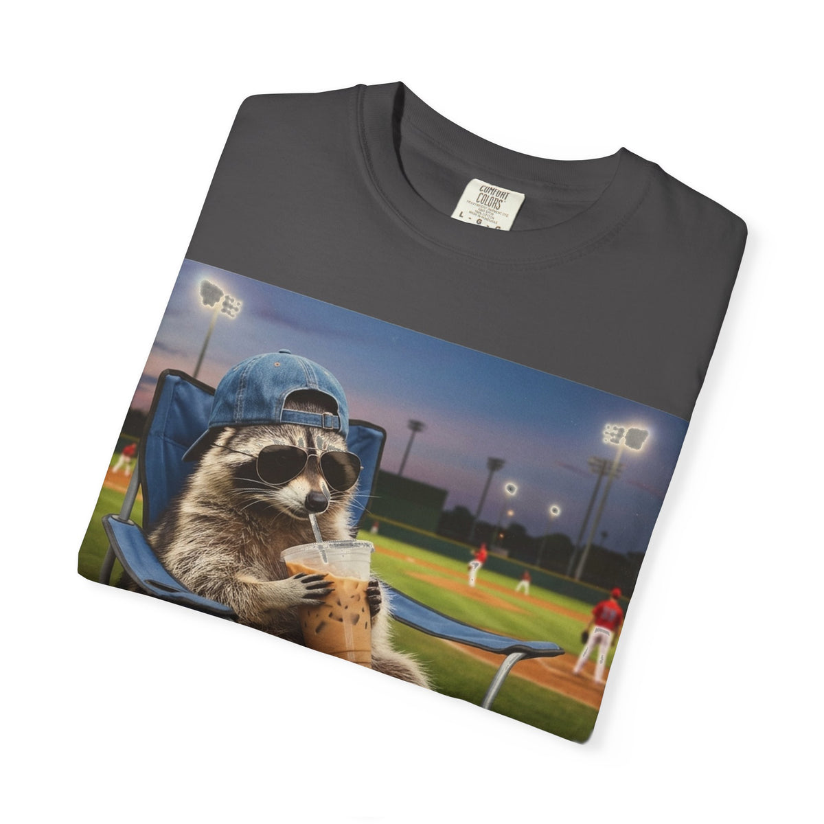 I Live Here Now Baseball Raccoon Shirt, Funny Sports Parent Tee, Iced Coffee Raccoon Shirt, Baseball Mom Gift