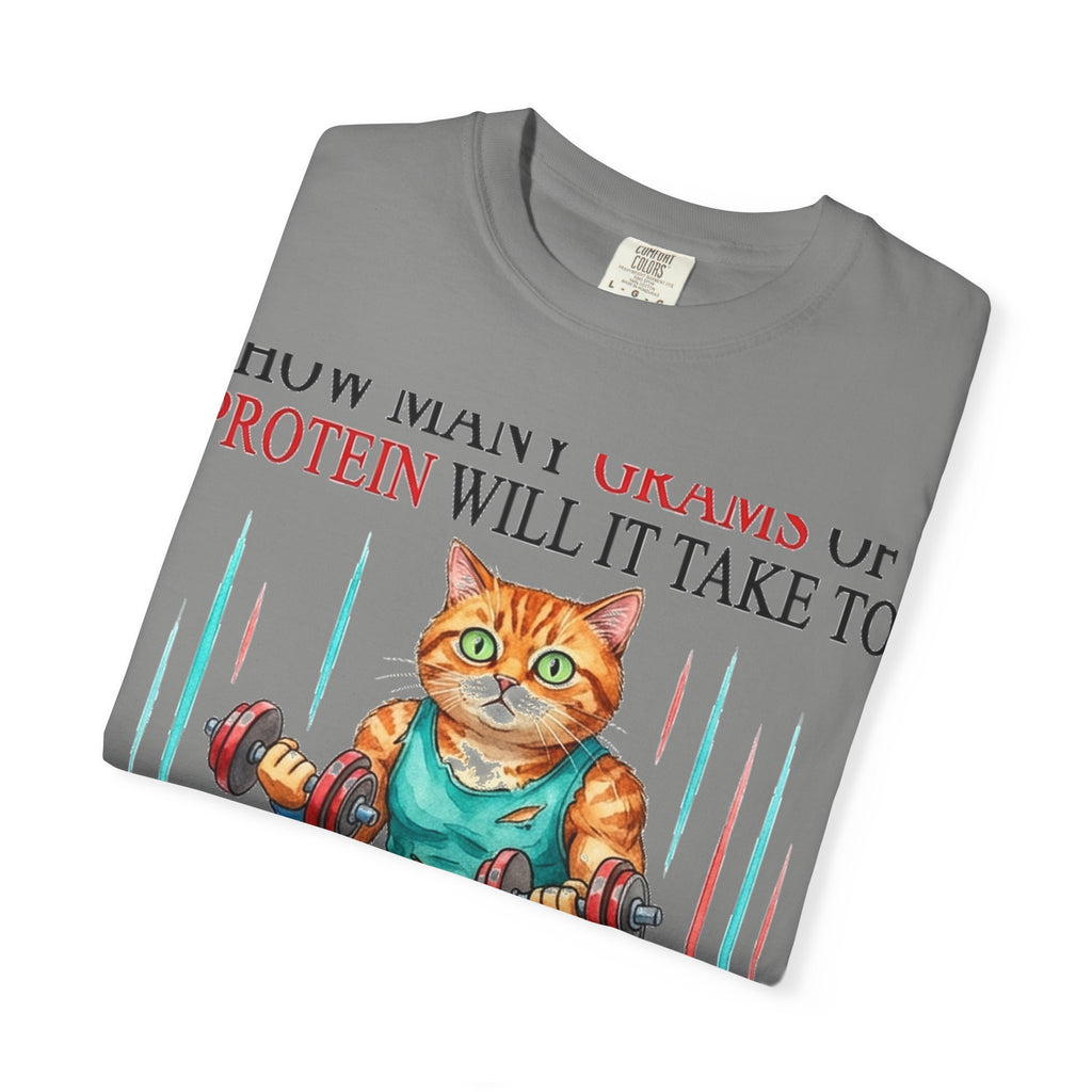 How Many Grams Of Protein Will It Take To Restore The Light In My Eyes Shirt, Funny Gym Cat Tee, Burnout Humor Shirt, Lifter Gift