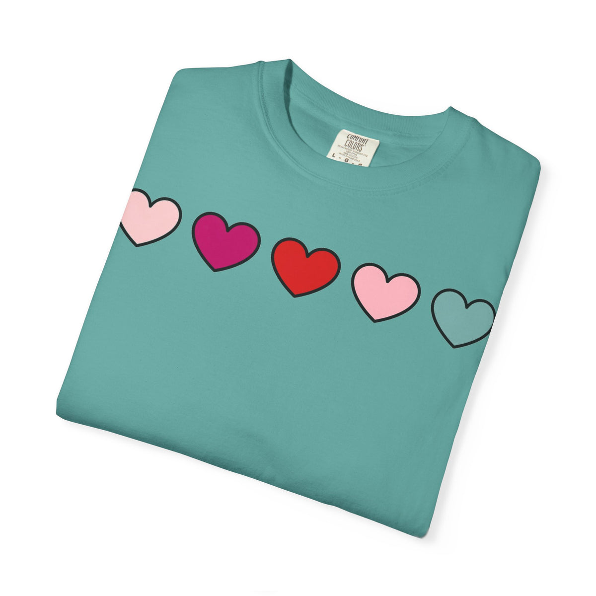 Five Pink Hearts Shirt, Minimal Valentine Heart Row Tee, Pastel Heart Shirt, Valentines Gift
