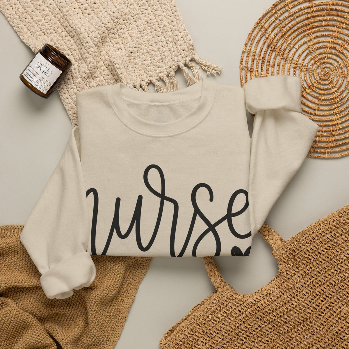 Nurse Sweatshirt Script Heart, Minimalist Nurse Cursive Sweatshirt, Nurse Week Gift, Simple RN Sweatshirt, Nursing Student Gift, Nurse Appre