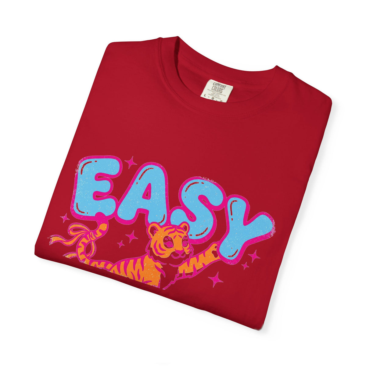 Easy Tiger Shirt, Y2K Bubble Letter Tiger Tee, Pink And Blue Retro Shirt, Funny Flirty Gift