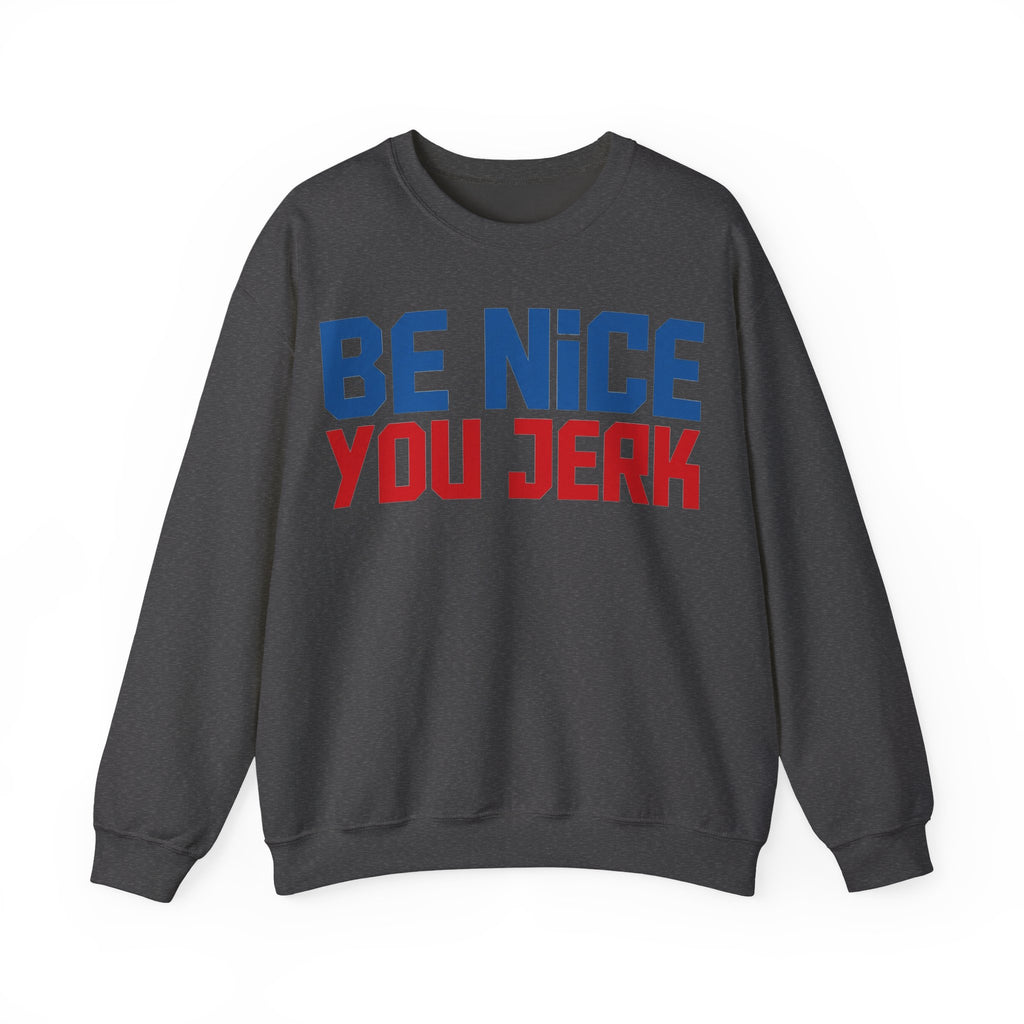 Be Nice You Jerk Sweatshirt, Funny Sarcastic Kindness Sweatshirt, Retro Bold Typography Sweatshirt, Funny Gift for Friend, Sassy Graphic Swe