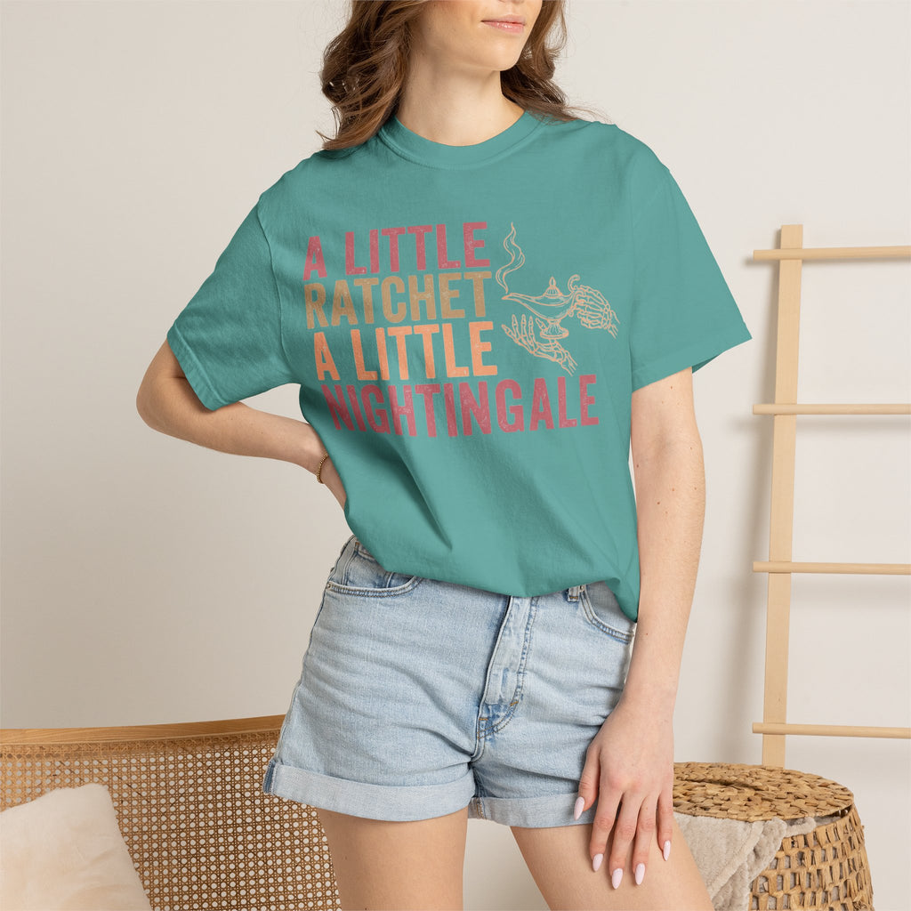 A Little Ratchet A Little Nightingale Shirt, Funny Nurse Shirt, Skeleton Hand Lamp Nurse Tee, Sarcastic RN Gift