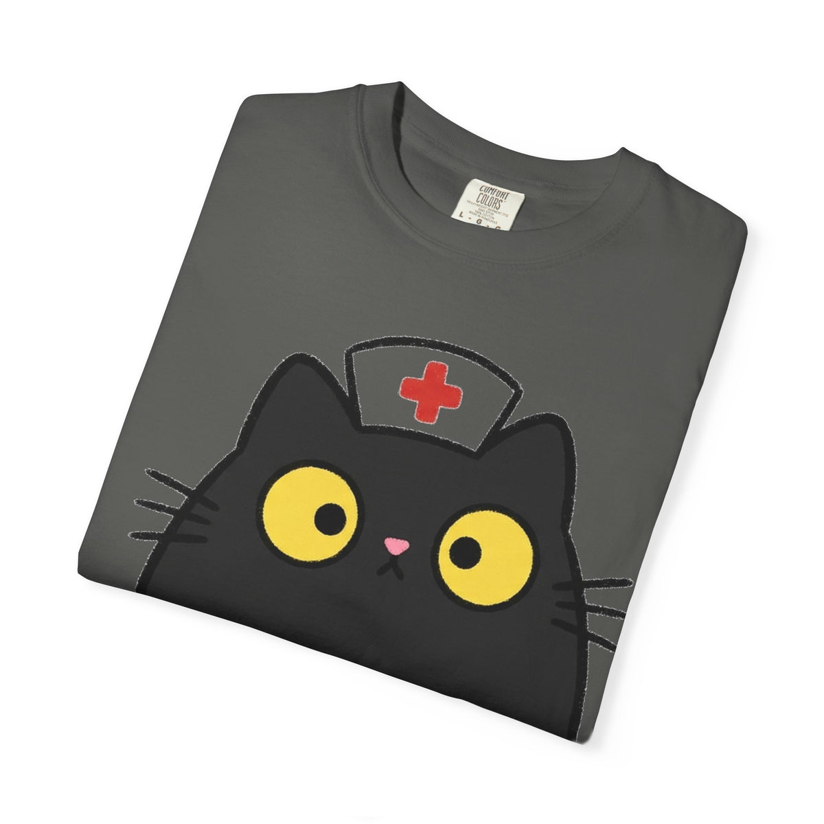 Kawaii Black Cat Nurse Shirt, Cute Cat In Nurse Cap Tee, Funny Nurse Cat Shirt, RN Gift
