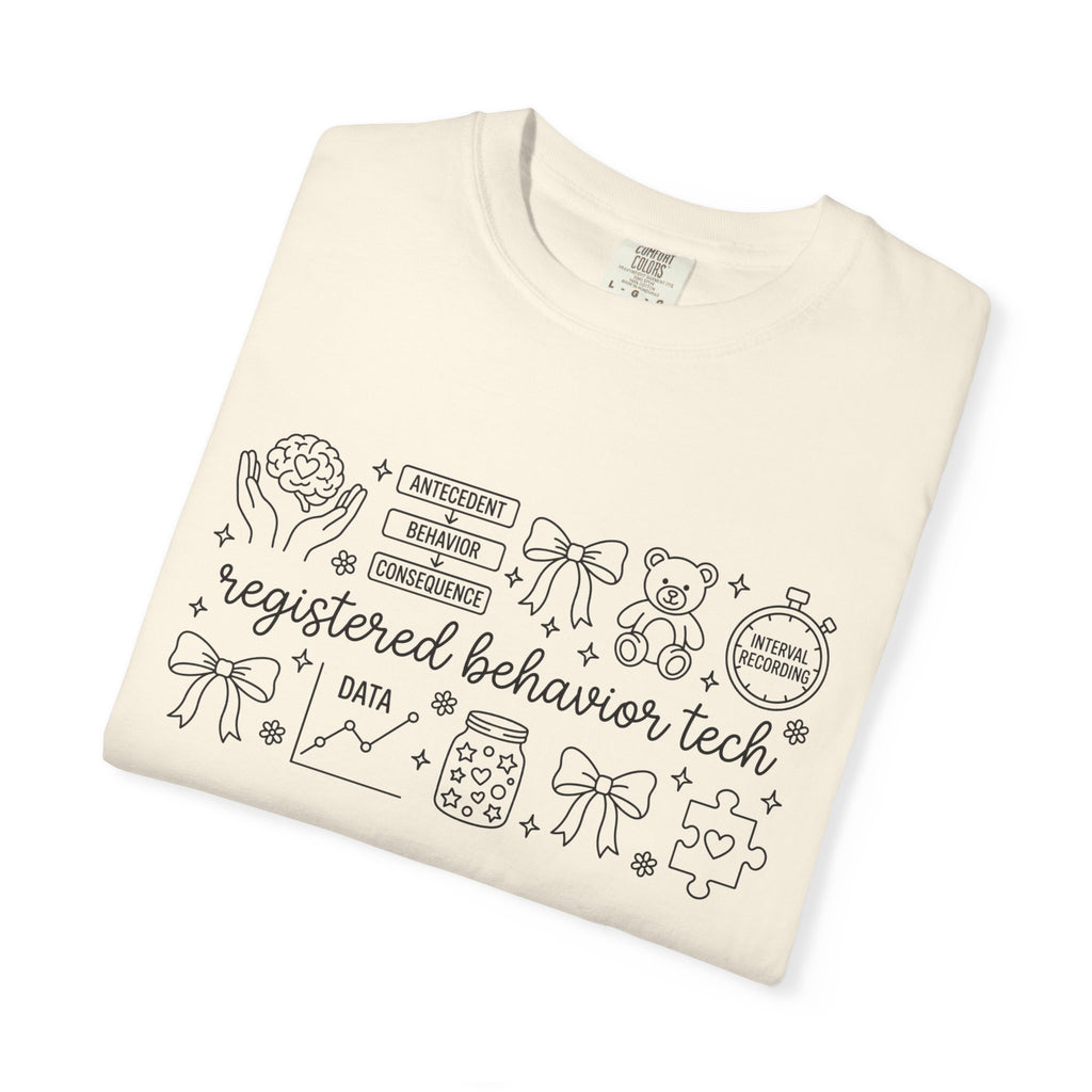 Registered Behavior Tech Shirt, RBT Doodle Collage Tee, ABA Therapist Shirt, Behavior Technician Gift
