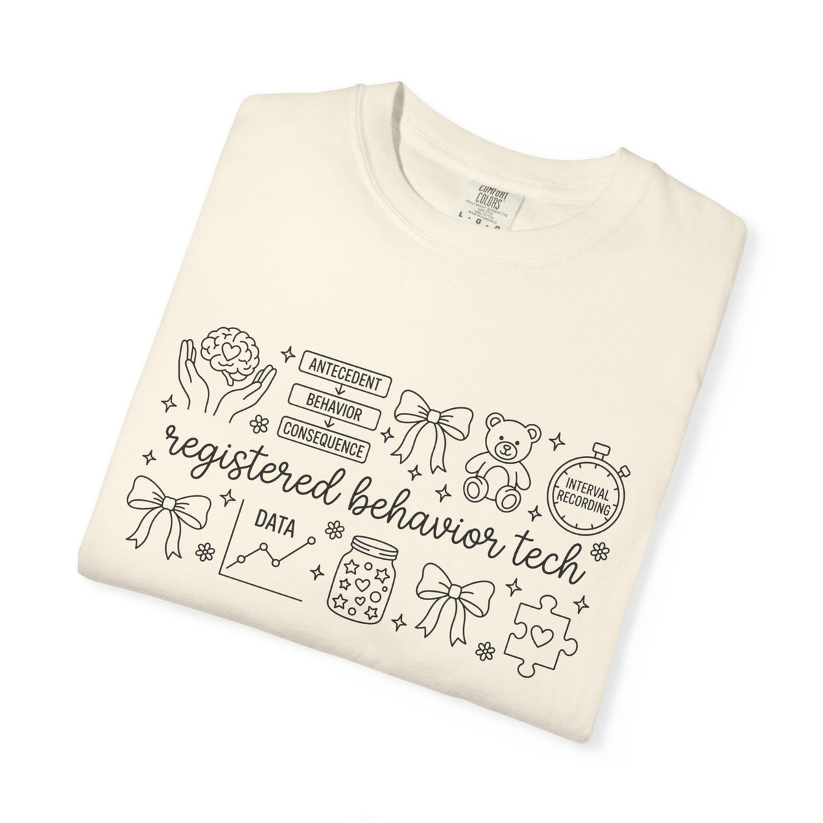 Registered Behavior Tech Shirt, RBT Doodle Collage Tee, ABA Therapist Shirt, Behavior Technician Gift