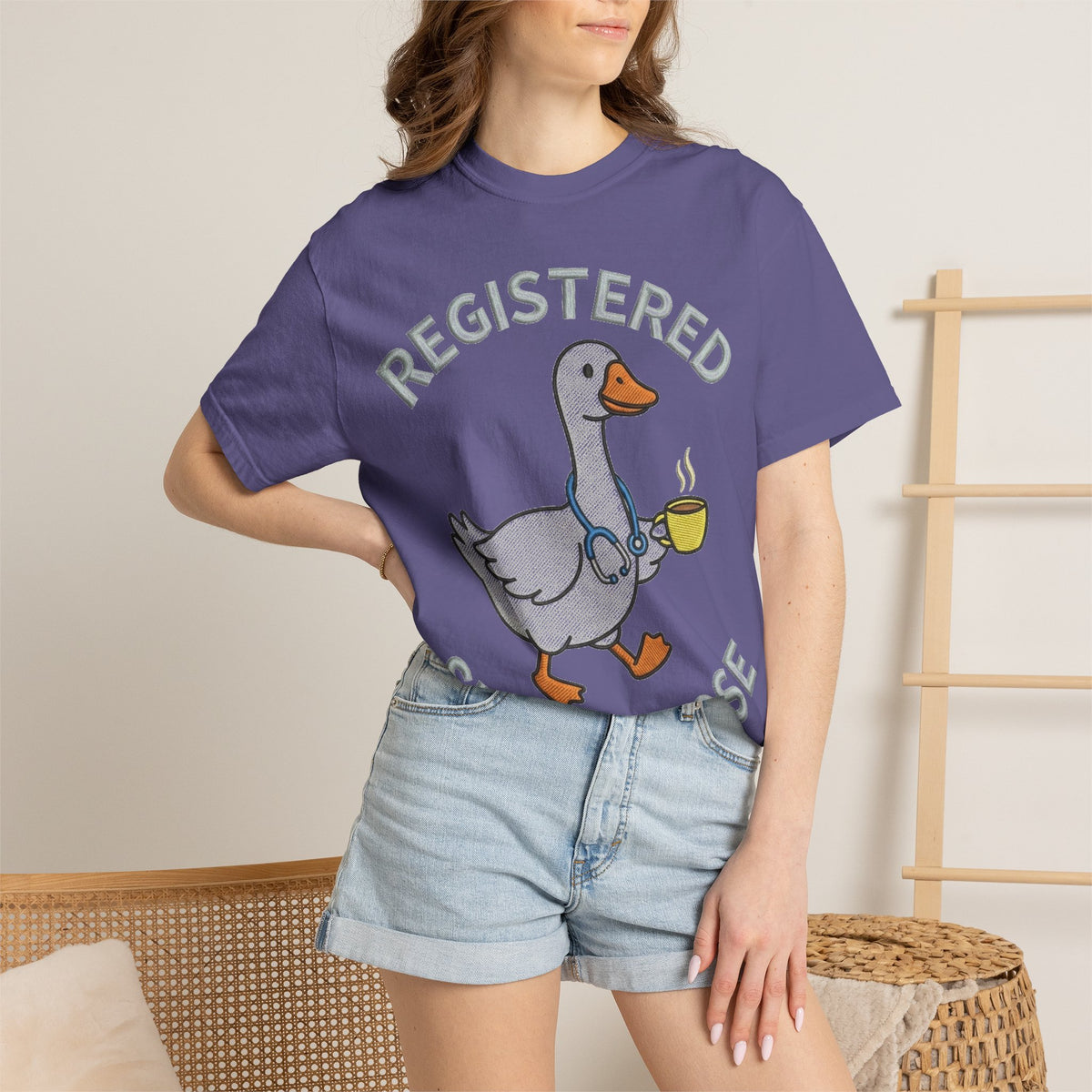 Registered Silly Goose Shirt, Faux Embroidery Nurse Goose Tee, Funny RN Shirt, Nurse Gift