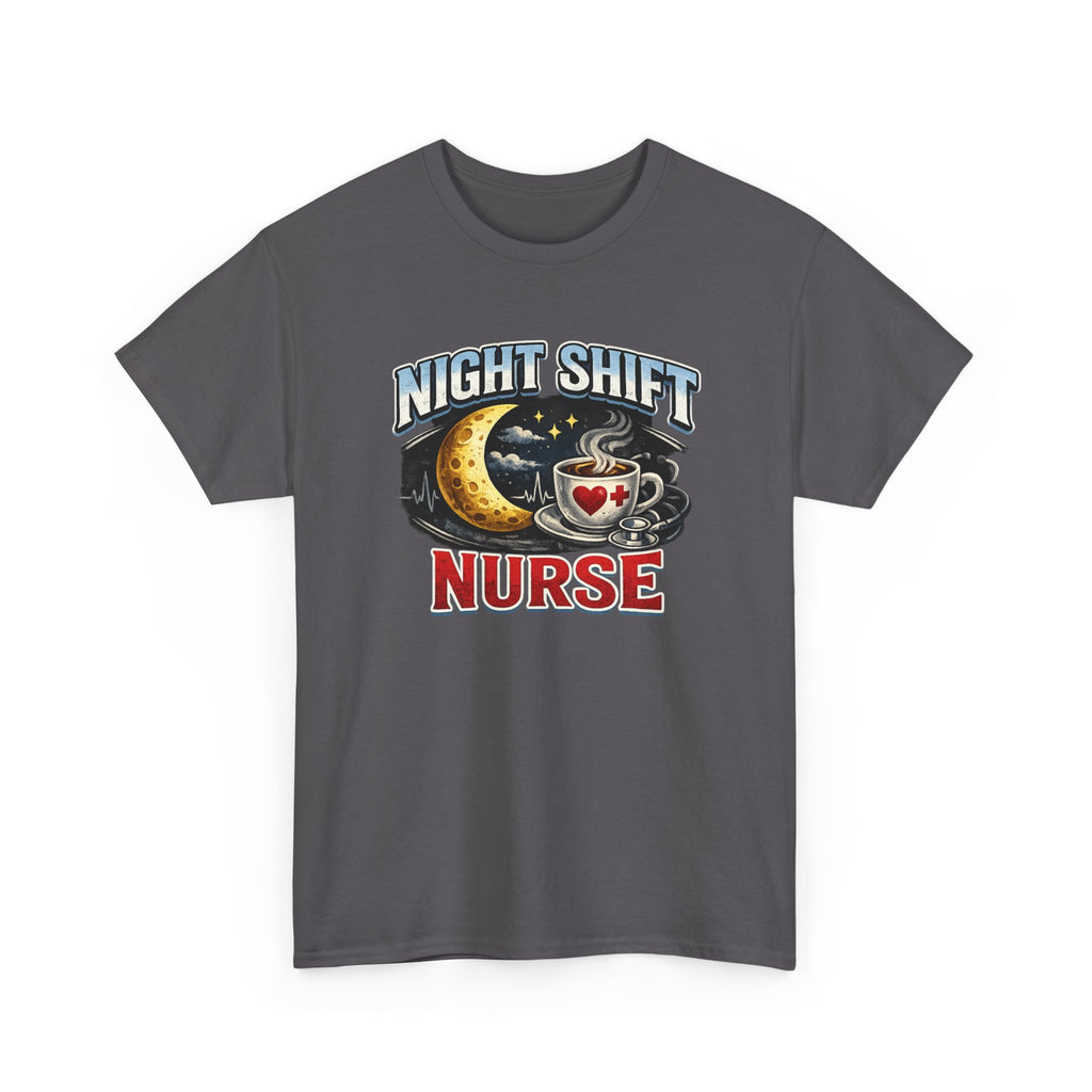 Night Shift Nurse T‑Shirt - Cute Moon & Coffee Graphic Tee for Nurses