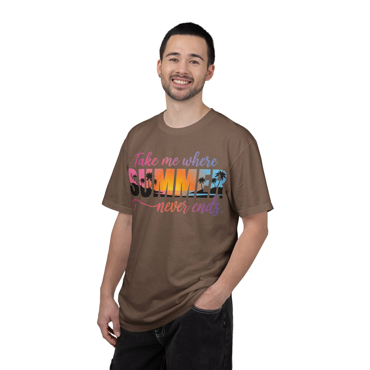 Take Me Where Summer Never Ends Bright Shirt, Tropical Sunset Type Tee, Vacation Shirt, Beach Gift