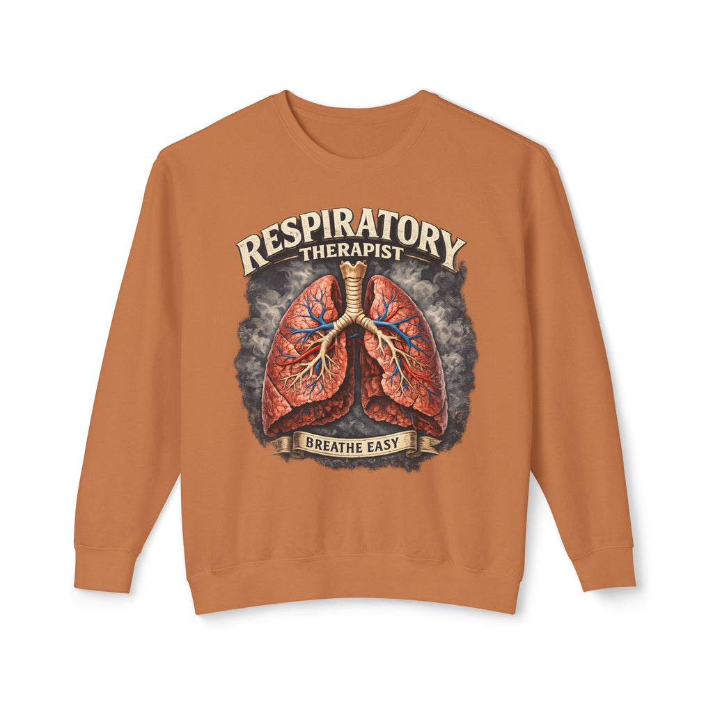Respiratory Therapist Crewneck Sweatshirt — I Breathe Easy Pulmonology Pulmonary Care Gift