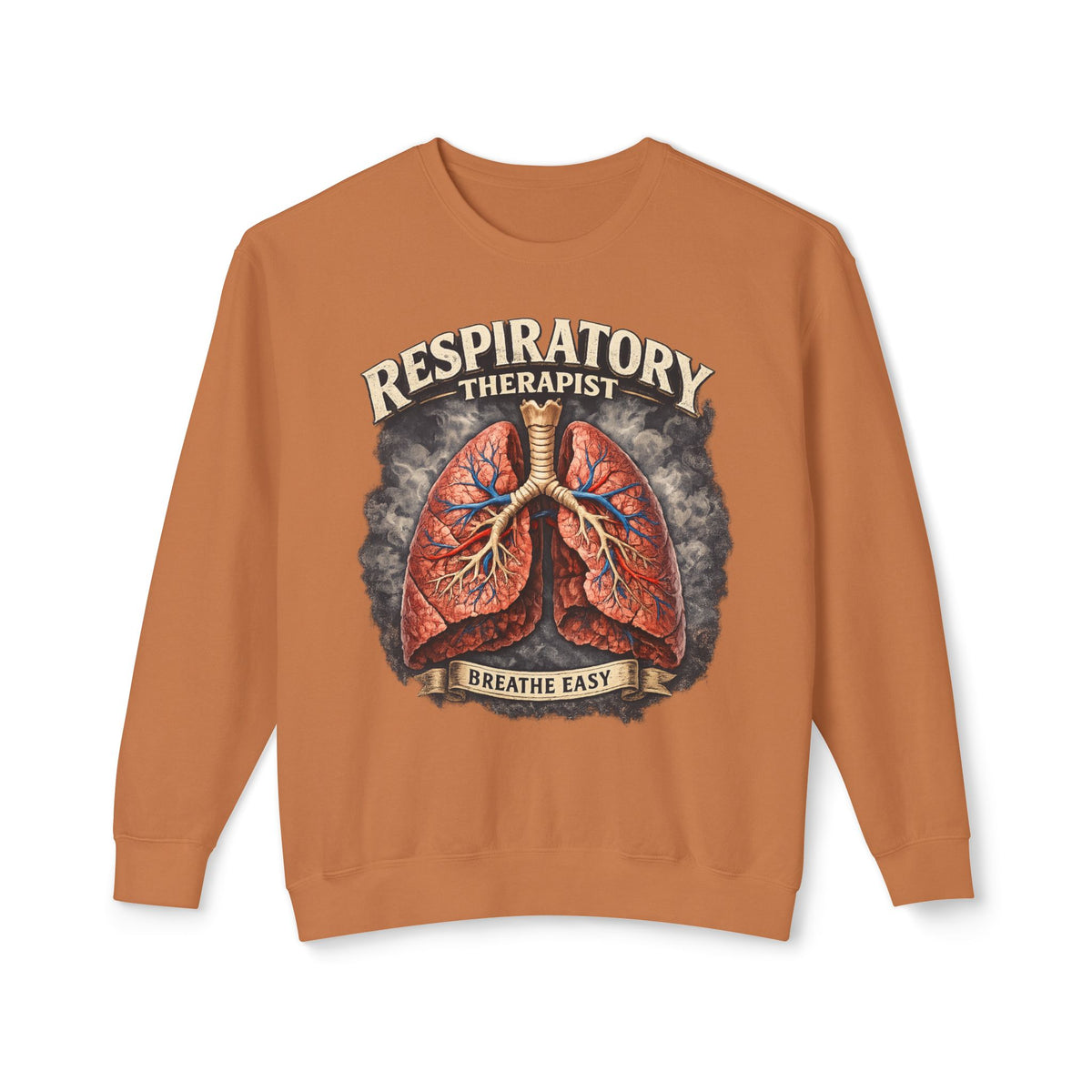 Respiratory Therapist Crewneck Sweatshirt — I Breathe Easy Pulmonology Pulmonary Care Gift