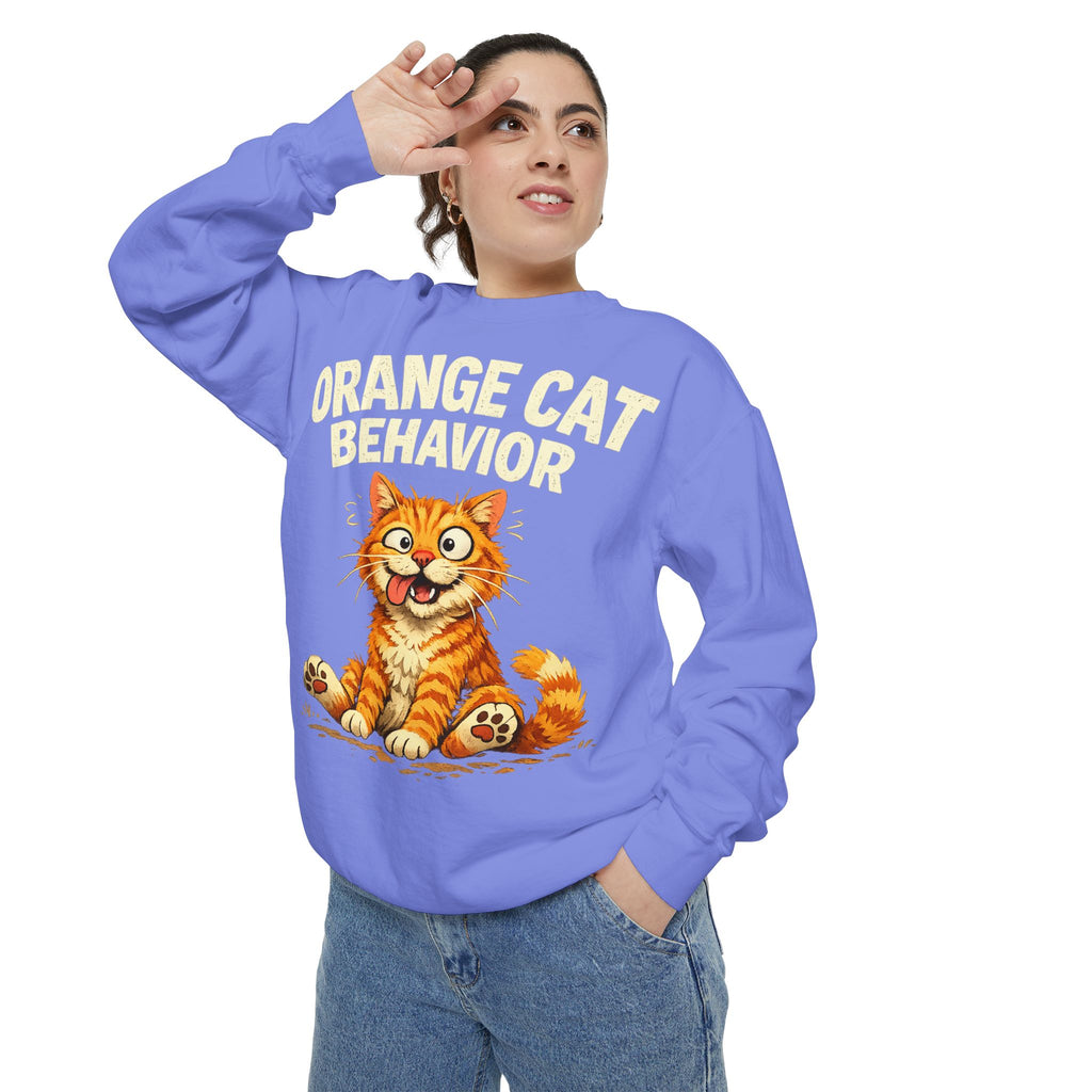 Orange Cat Behavior Sweatshirt — Cute Ginger Kitty Graphic Pullover