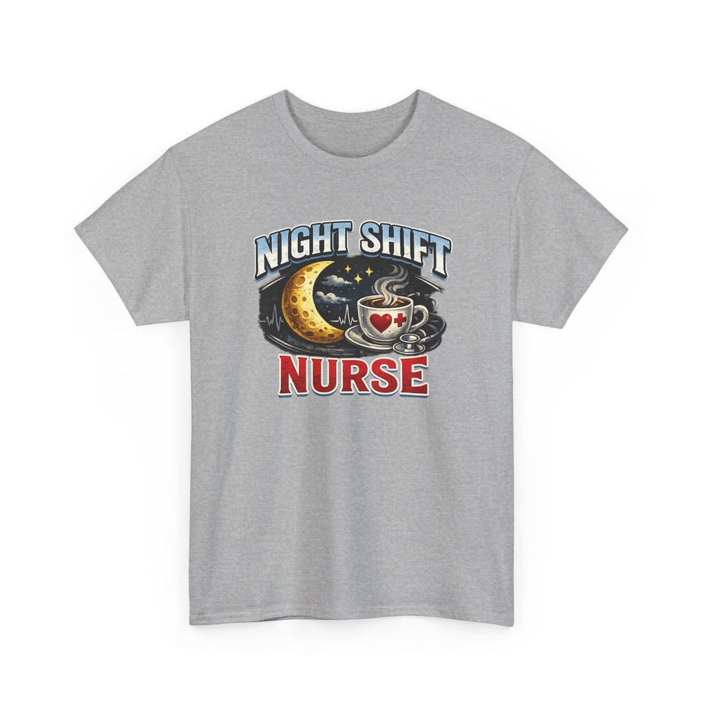 Night Shift Nurse T‑Shirt - Cute Moon & Coffee Graphic Tee for Nurses
