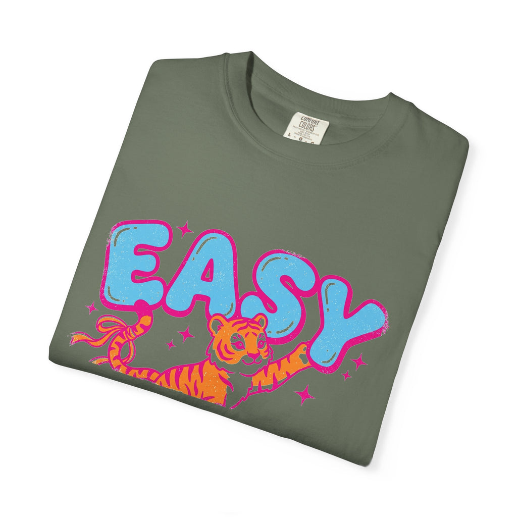 Easy Tiger Shirt, Y2K Bubble Letter Tiger Tee, Pink And Blue Retro Shirt, Funny Flirty Gift