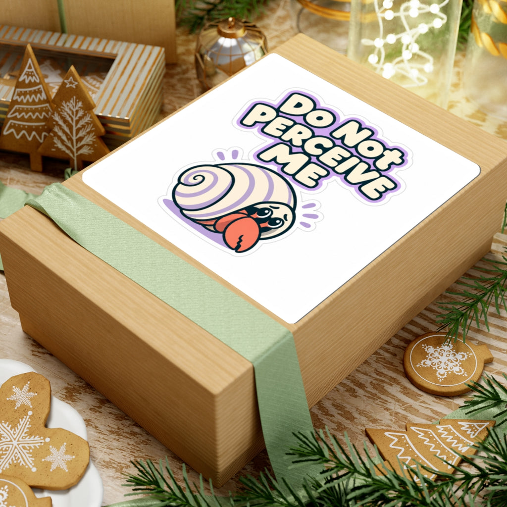 Do Not Perceive Me Sticker, Funny Introvert Decal, Cute Hermit Crab Laptop Sticker