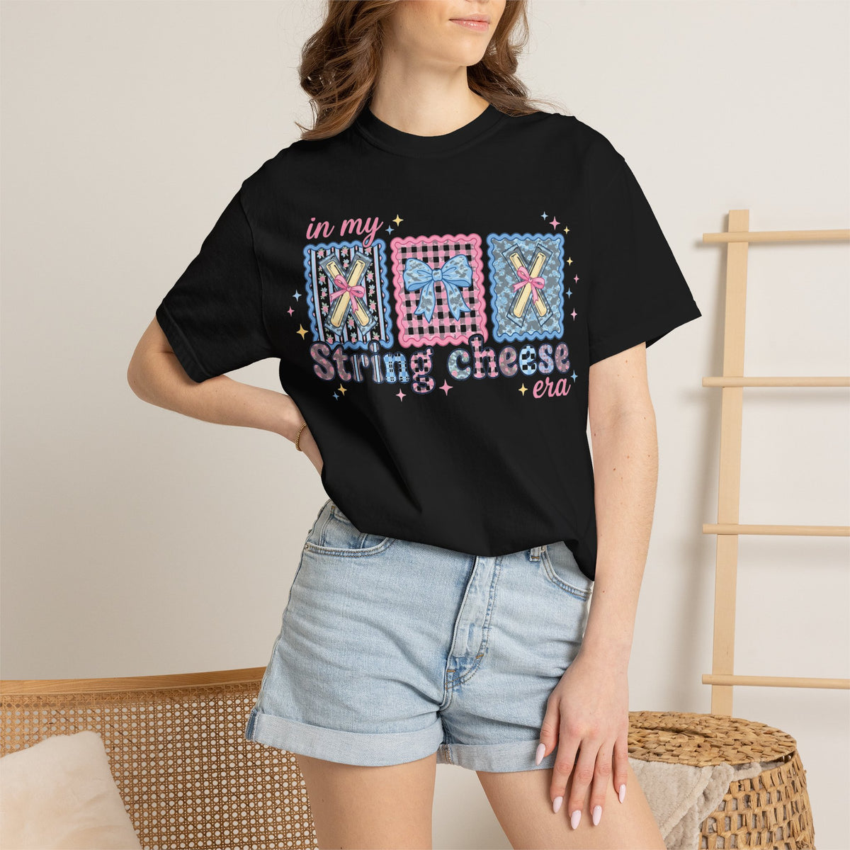 In My String Cheese Era Bow Shirt, Pastel Coquette Snack Tee, Funny Cheese Lover Shirt, Cute Gift