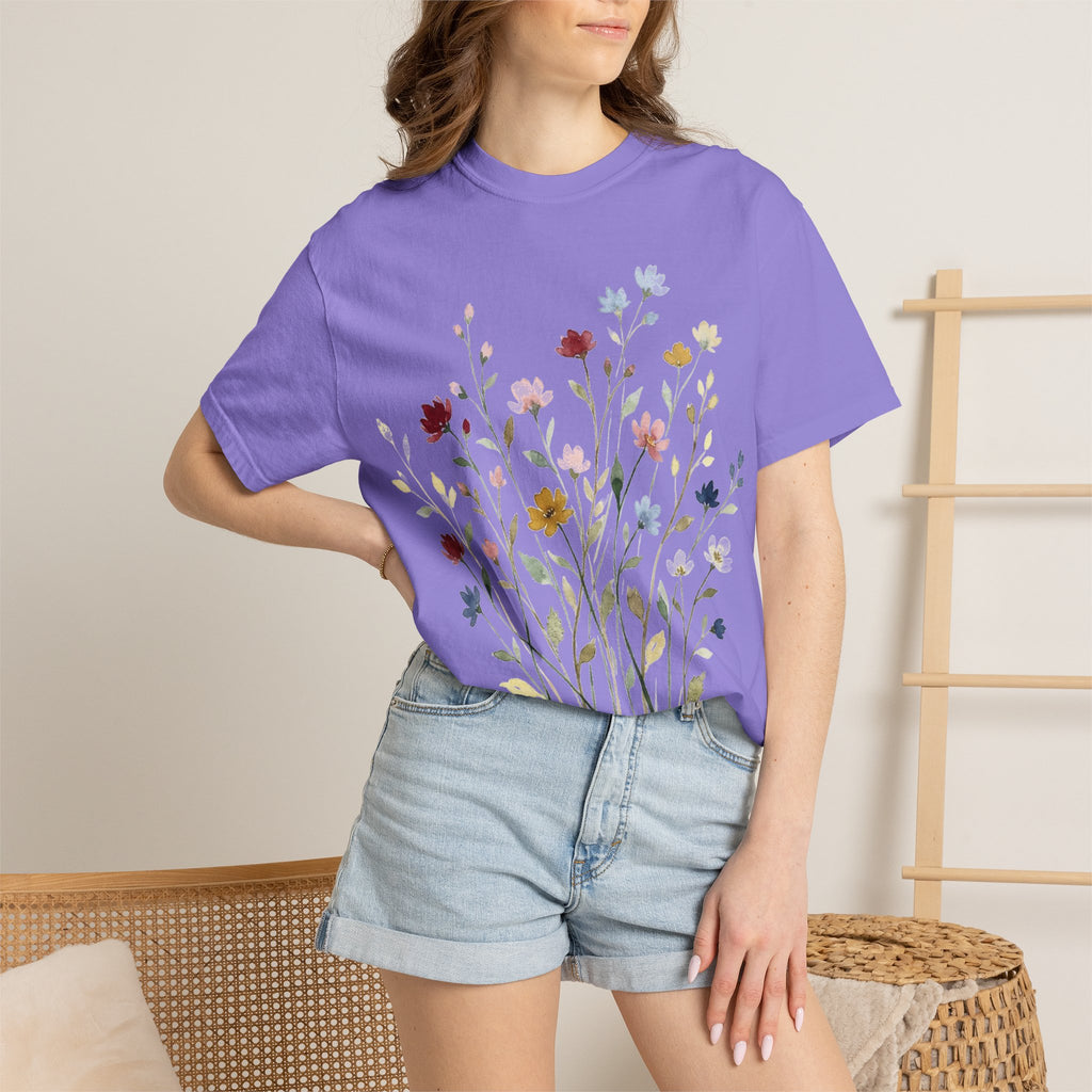 Watercolor Wildflower Spray Shirt, Painted Meadow Bouquet Tee, Cottagecore Floral Shirt, Garden Gift